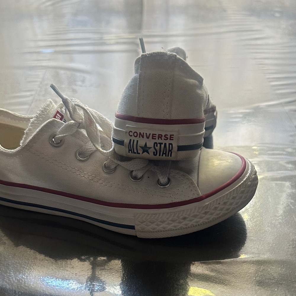 Converse All Star White and Red Low Tops